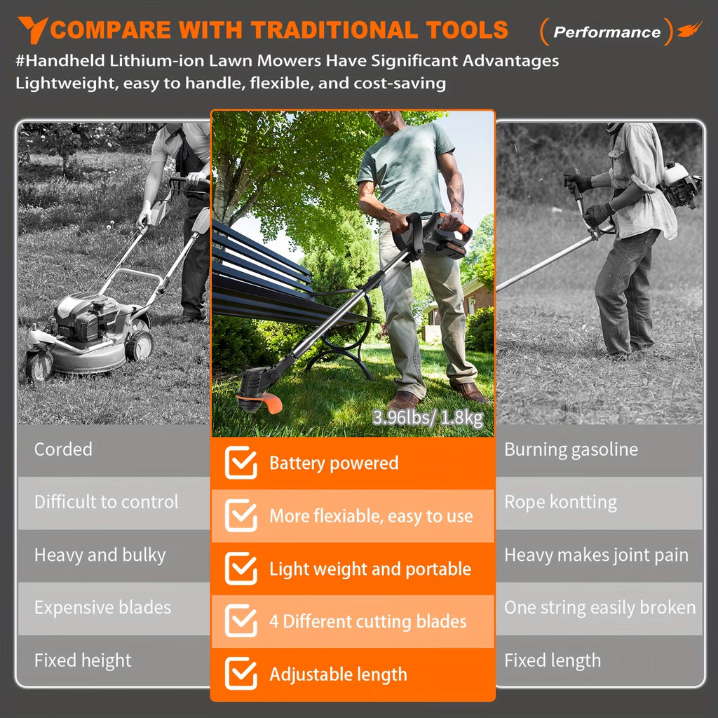 Oz Bargains™ Cordless Electric Grass Trimmer Whipper Snipper