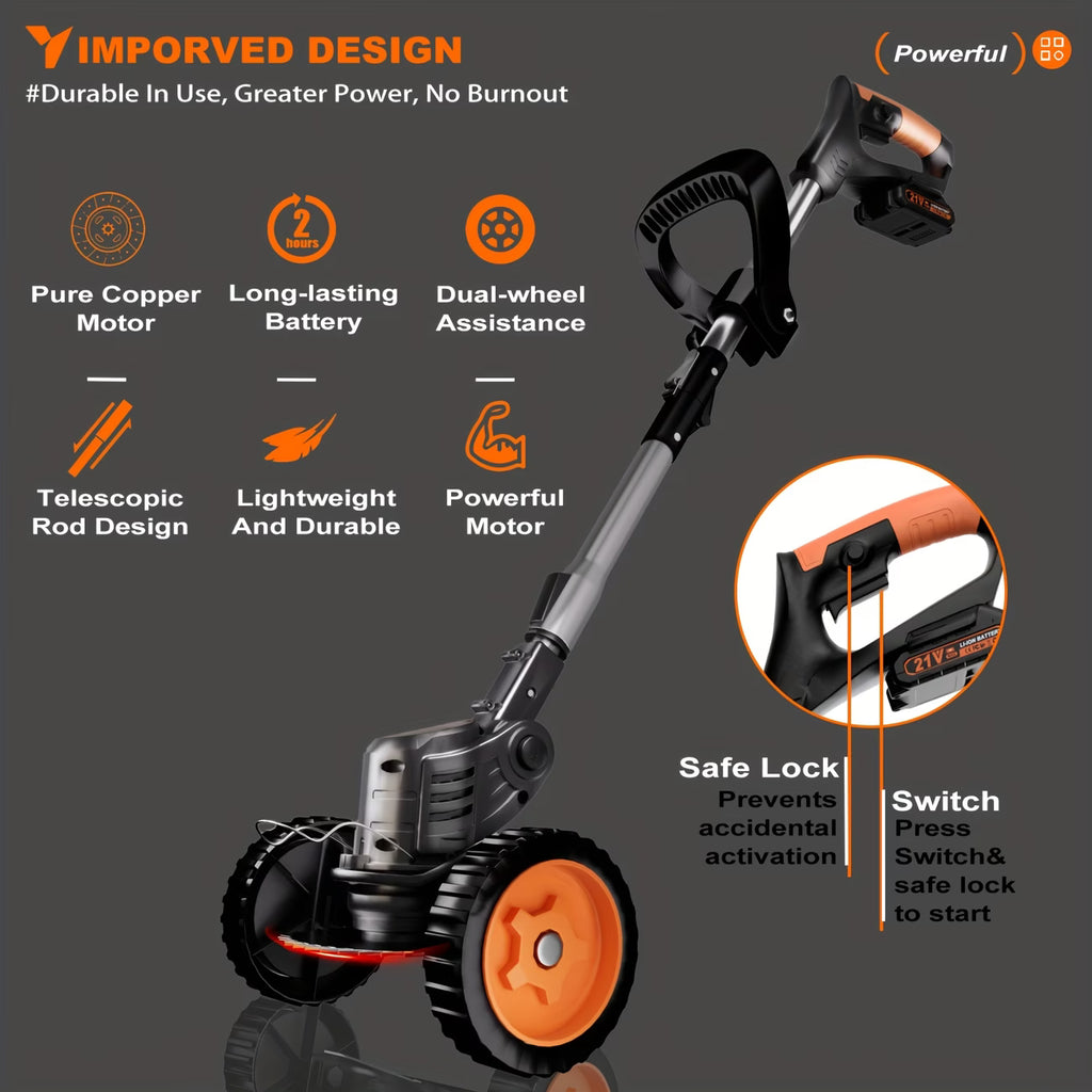 Oz Bargains™ Cordless Electric Grass Trimmer Whipper Snipper