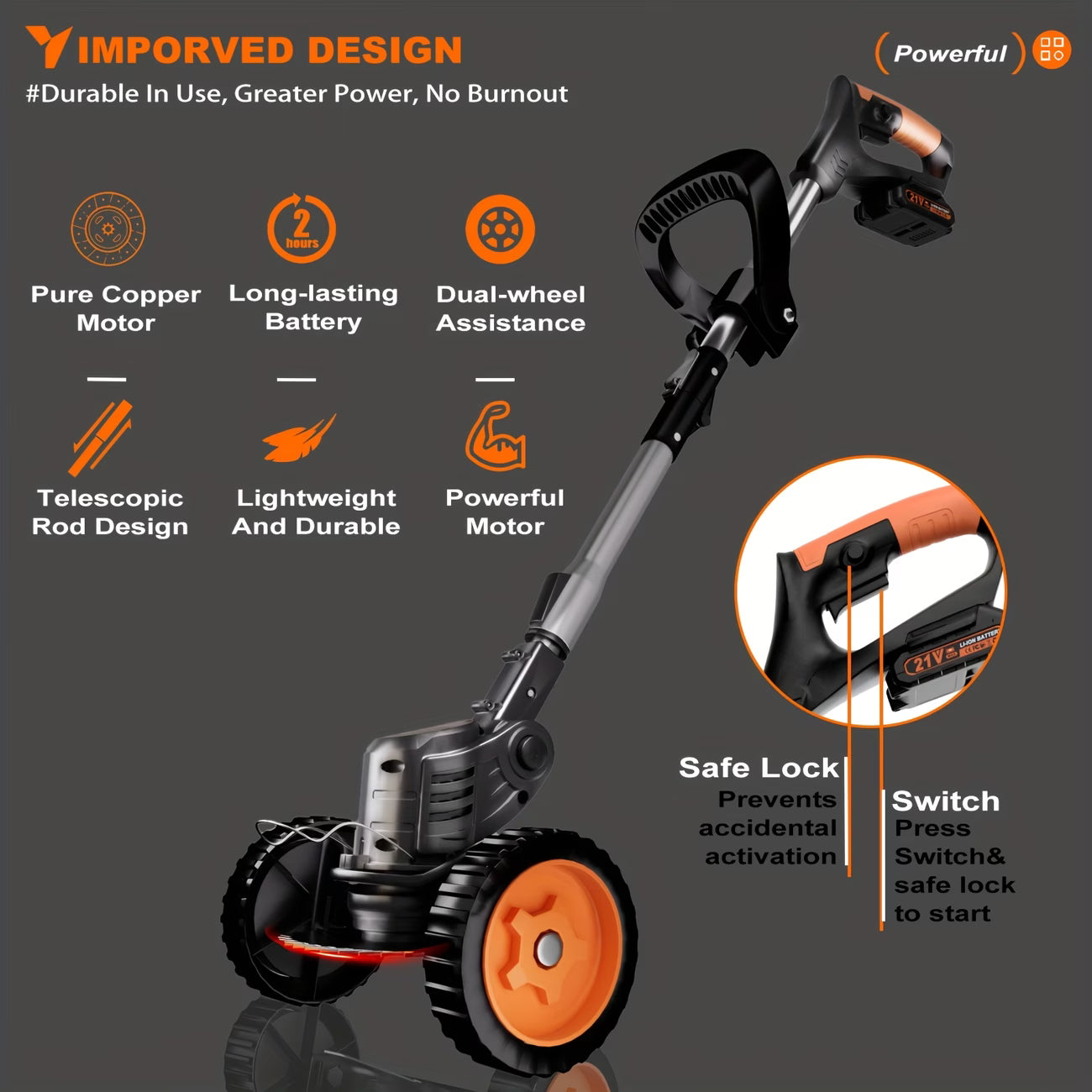 Oz Bargains™ Cordless Electric Grass Trimmer Whipper Snipper